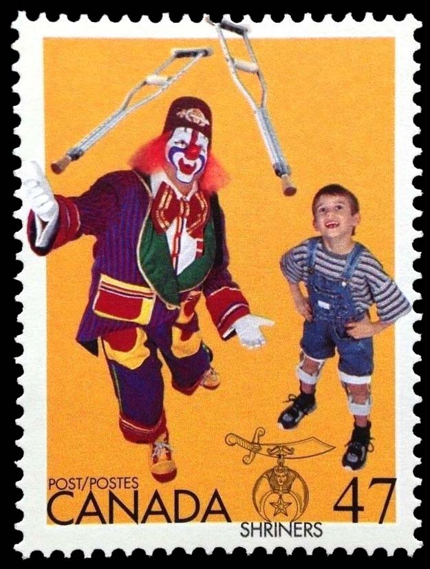 Canada Stamp #1917 – Clown Juggling Crutches And Boy With Braces (2001 